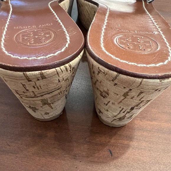 TORY BURCH Cork Wedge Black Leather Heel Sandal - Picture 5 of 15